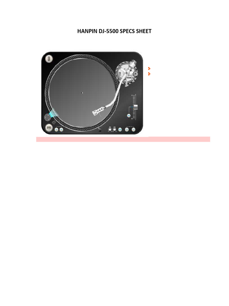 Hanpin DJ-5500 Turntable Specifications | PDF | Electrical Engineering