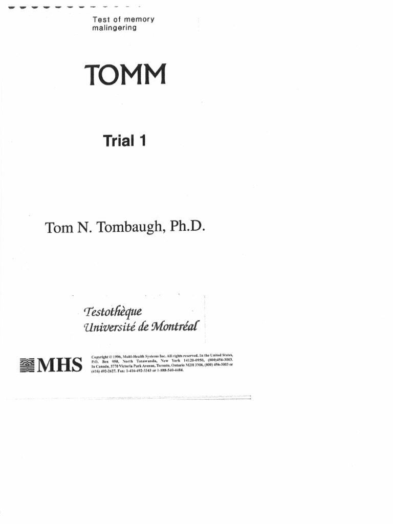Tomm, Trial 1 | PDF