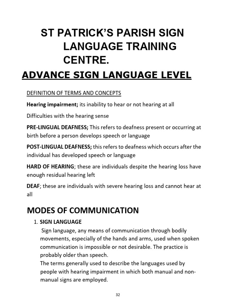Advanced Sign Language Training Guide | PDF | Sign Language | Sentence ...