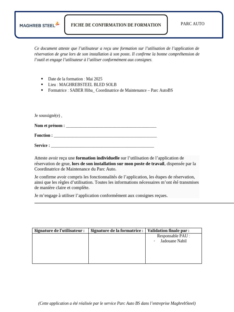 Attestation de formation application grue | PDF