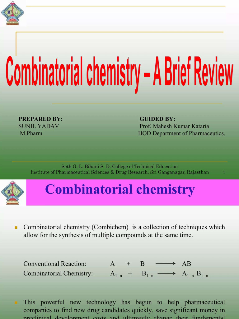 Combinatorial Chemistry Pdf