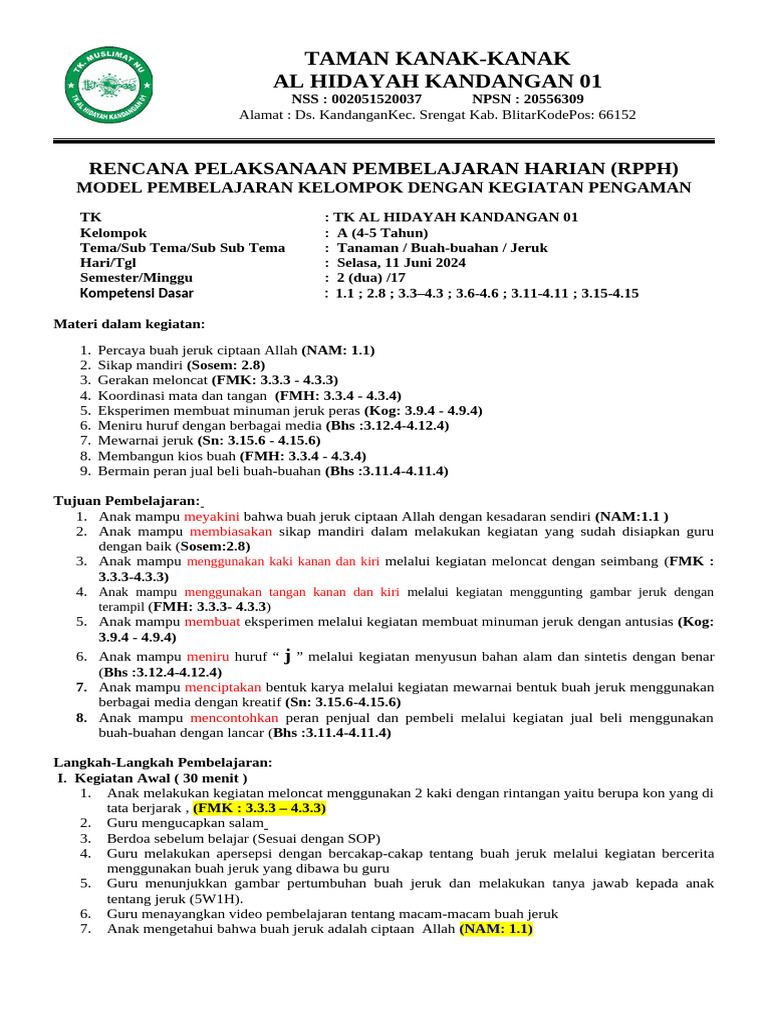 RPPM RPPH Visitasi Model Pembelajaran Kelompok KDN 1 A (Autorecovered ...
