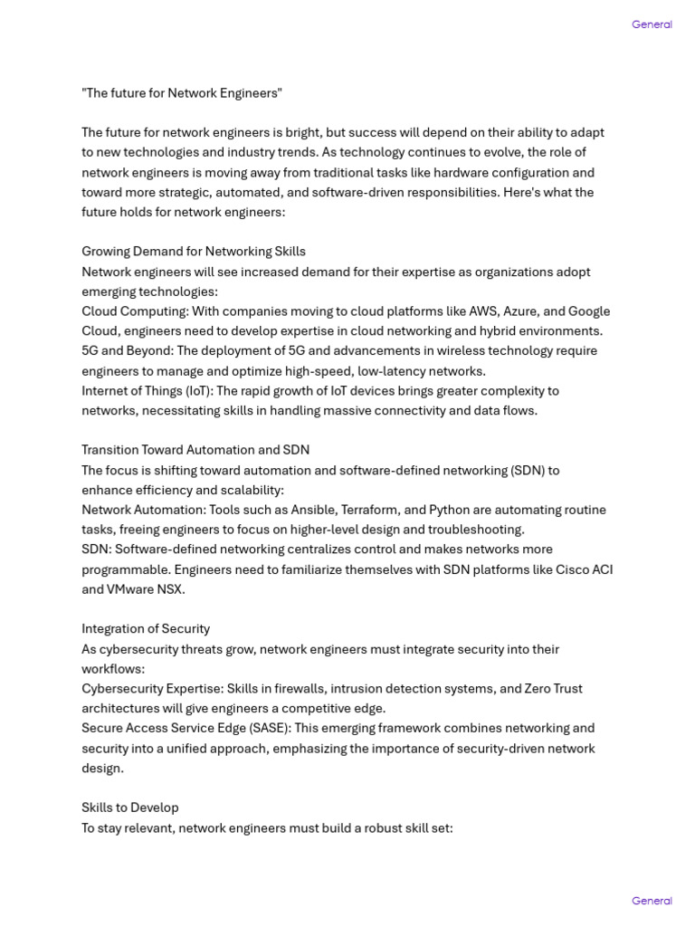 Future Skills for Network Engineers | PDF | Internet Of Things ...