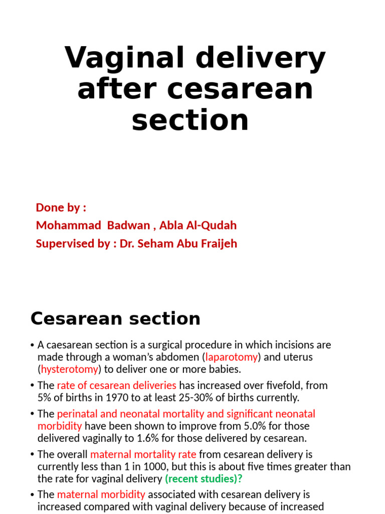 Vaginal Delivary After CS | PDF | Caesarean Section | Childbirth
