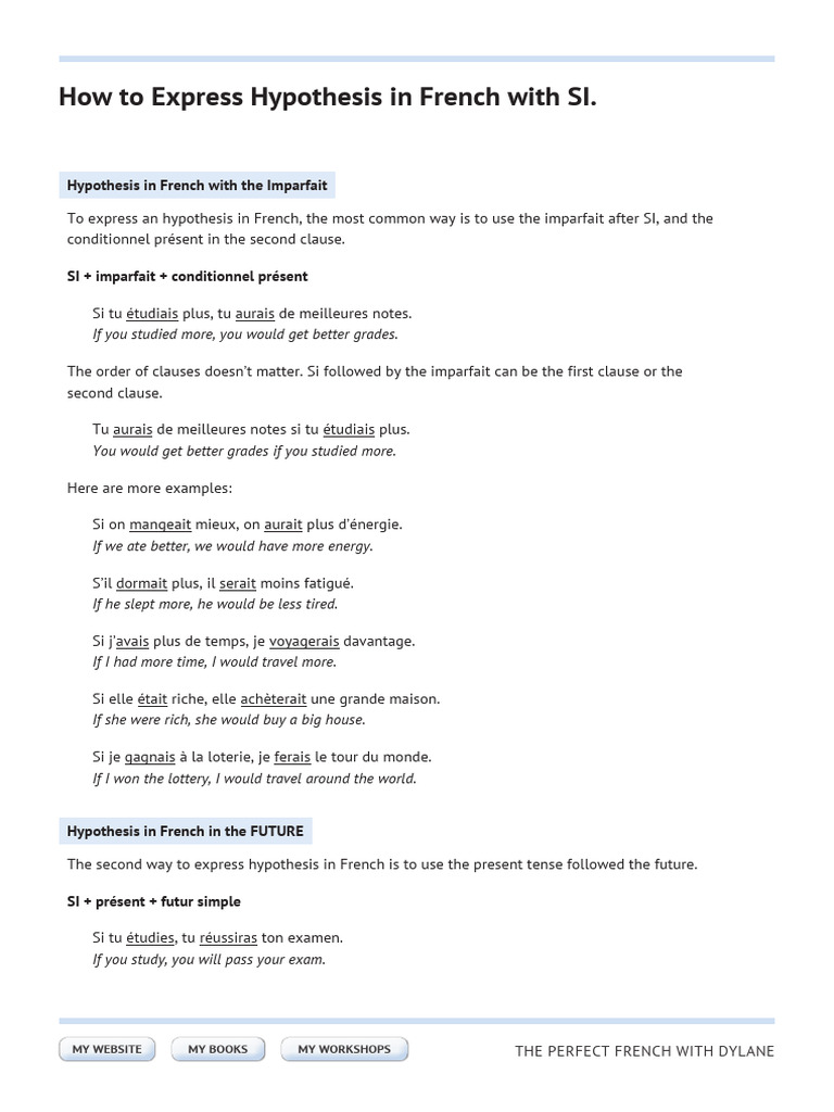 Expressing Hypotheses in French | PDF