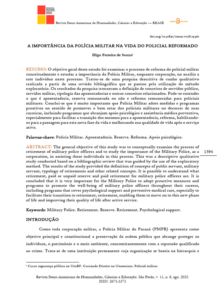 A Reforma do Policial Militar e Seu Impacto | PDF