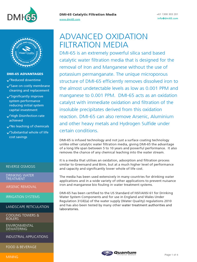 DMI 65 Advanced Oxidation2 | PDF | Water Purification | Filtration