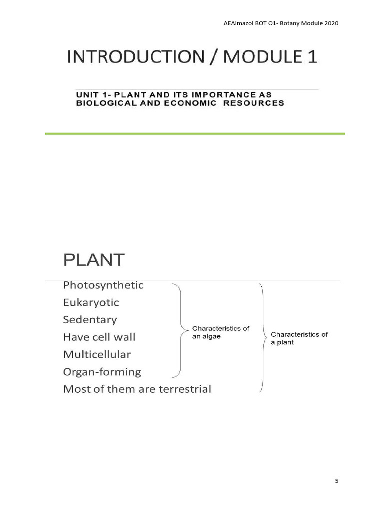 BOT 01 Botany Module Week 1 2025 | PDF | Food Web | Biology