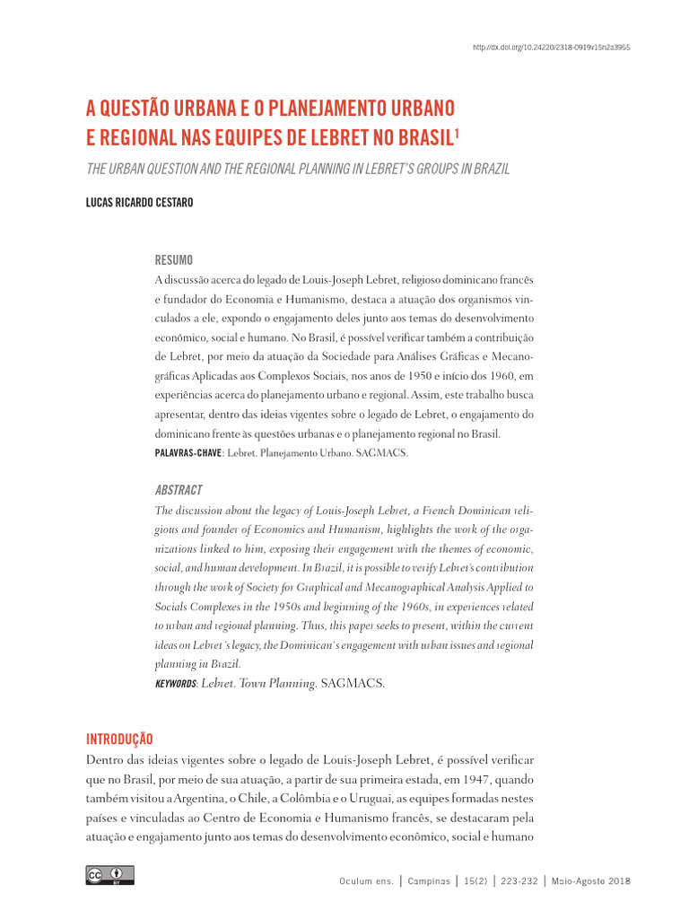 Legado de Lebret no Planejamento Urbano | PDF | Sociologia | Economia