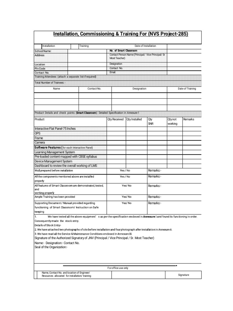 NVS TCIL Project Installation & Training | PDF
