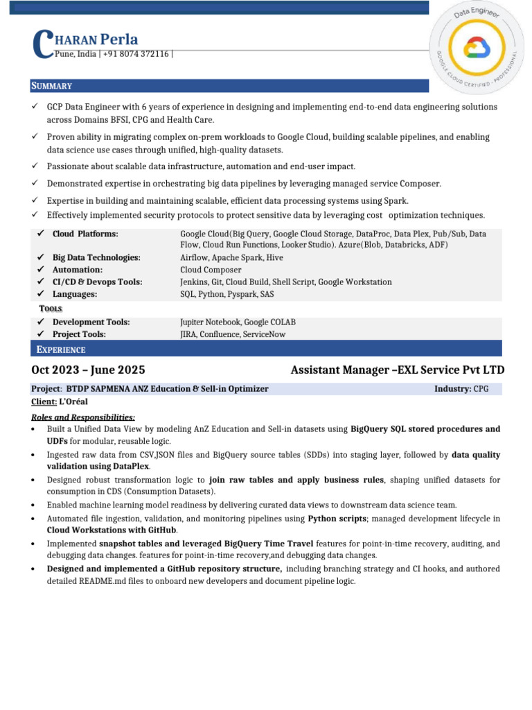 GCP Data Engineer: SAPMENA Project Overview | PDF | Cloud Computing ...