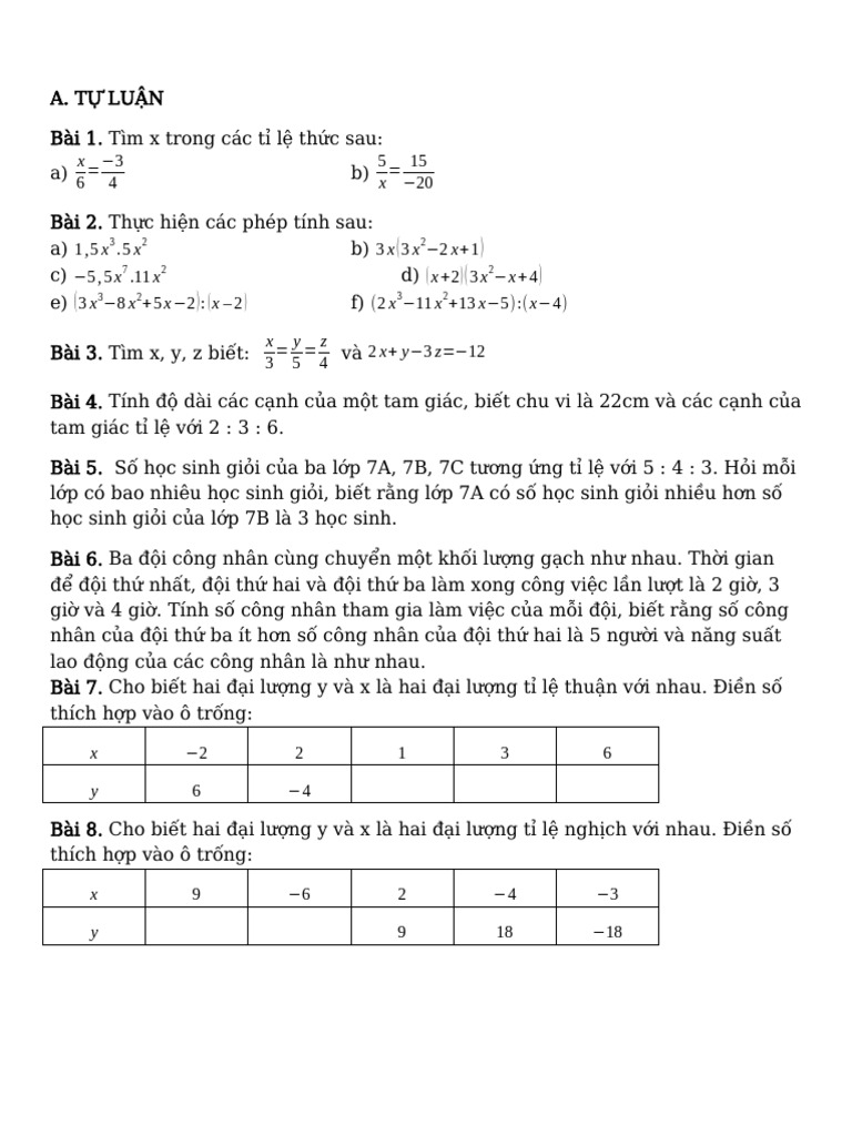 Bai Tap Toan Lop 7 | PDF