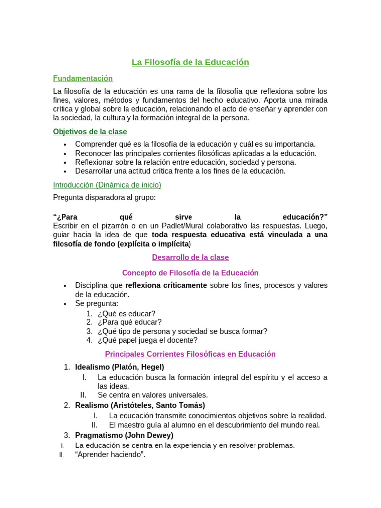 Filosofía de la Educación: Fundamentos y Corrientes | PDF | Aprendizaje ...