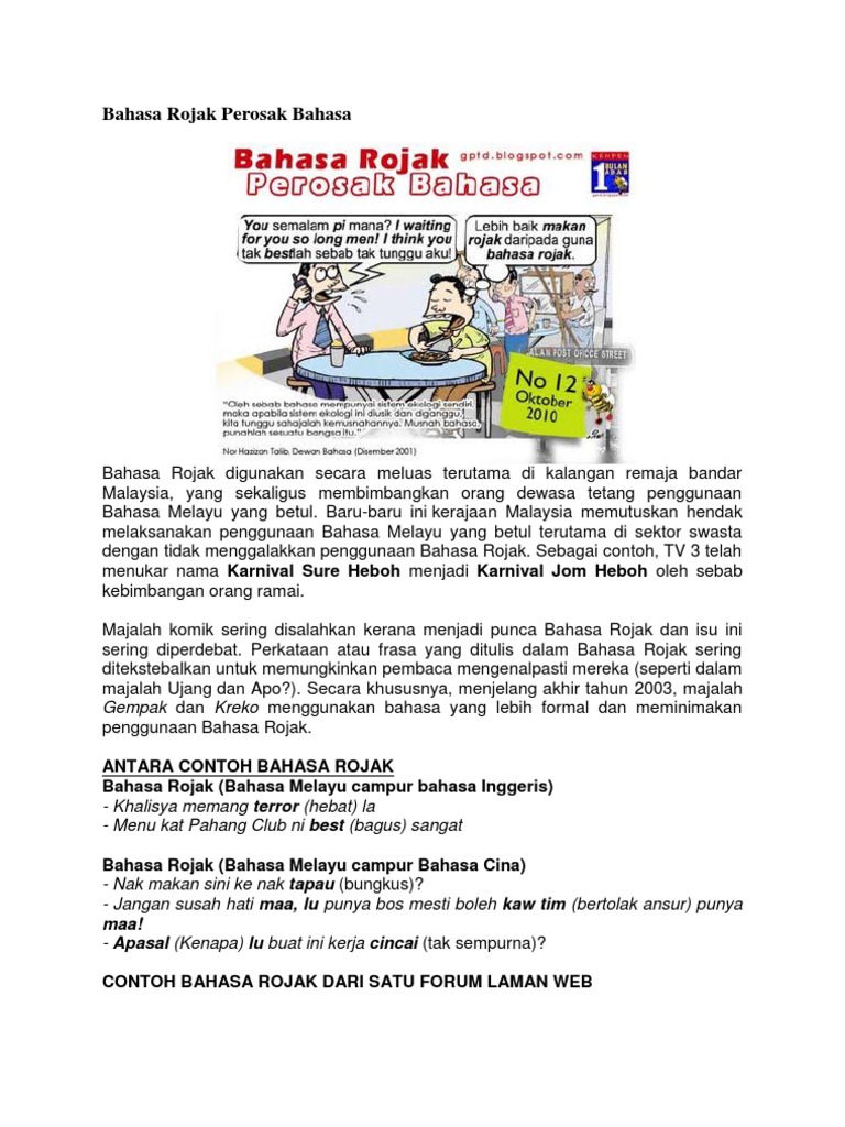 Bahasa Rojak Perosak Bahasa | PDF | Karier & Perkembangan | Kajian ...