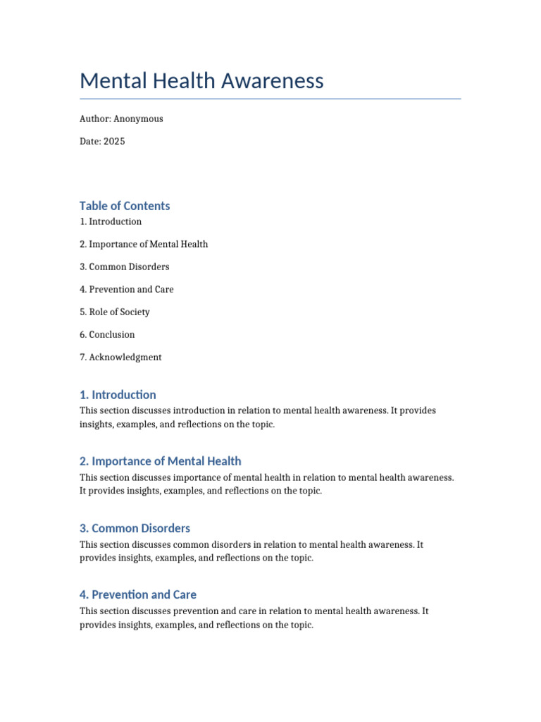 Understanding Mental Health Awareness | PDF