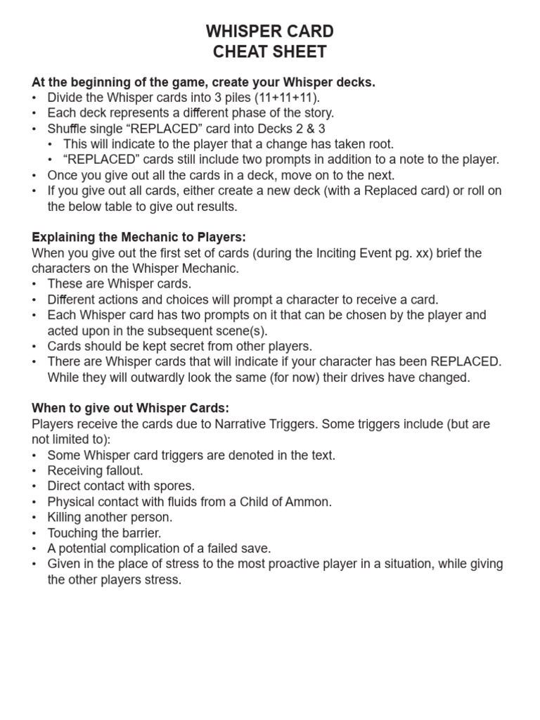 Whisper Card Game Mechanics Guide | PDF