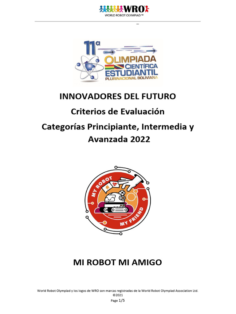 Criterios de Evaluacion WRO CATEGORIA B | PDF | Robot | Robótica