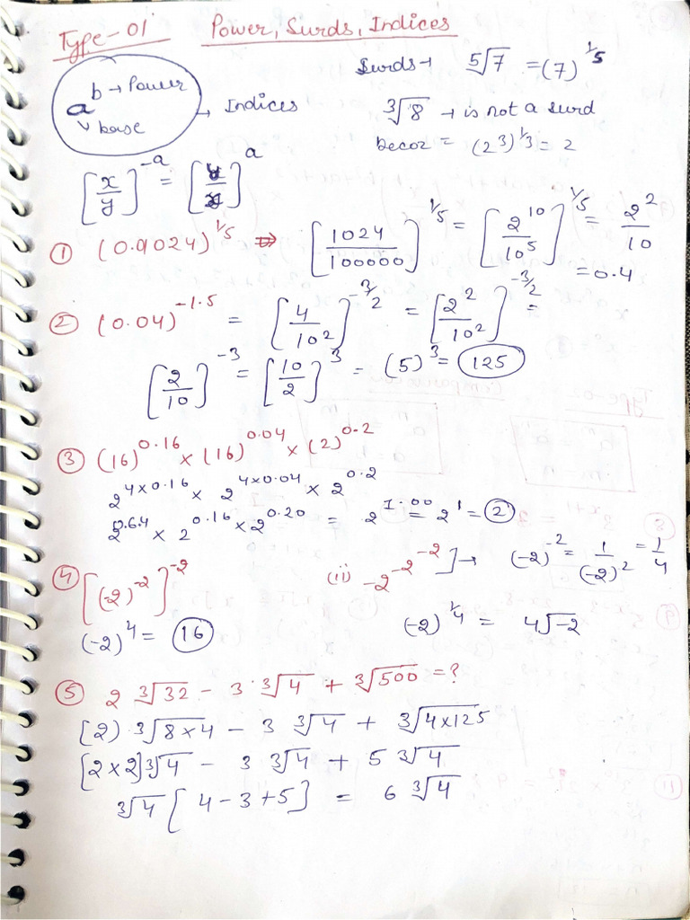 Power, Surds, Indices Notes - Compressed | PDF