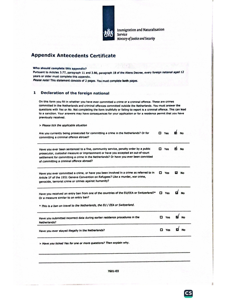 Antecedents Certificate | PDF