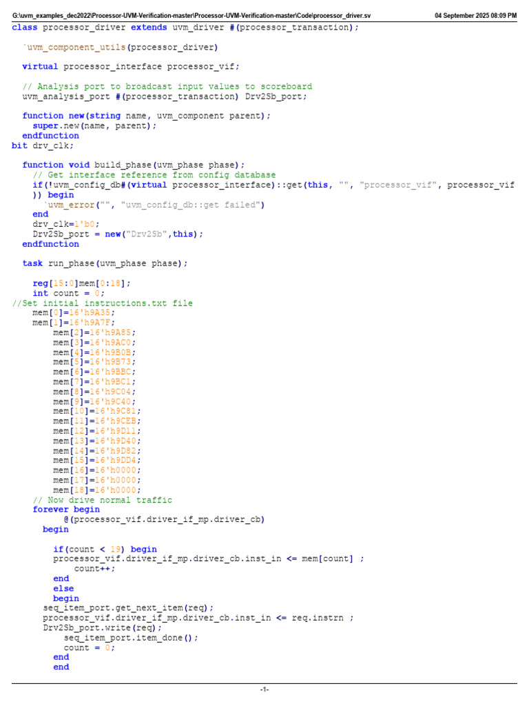 UVM Processor Driver Implementation | PDF