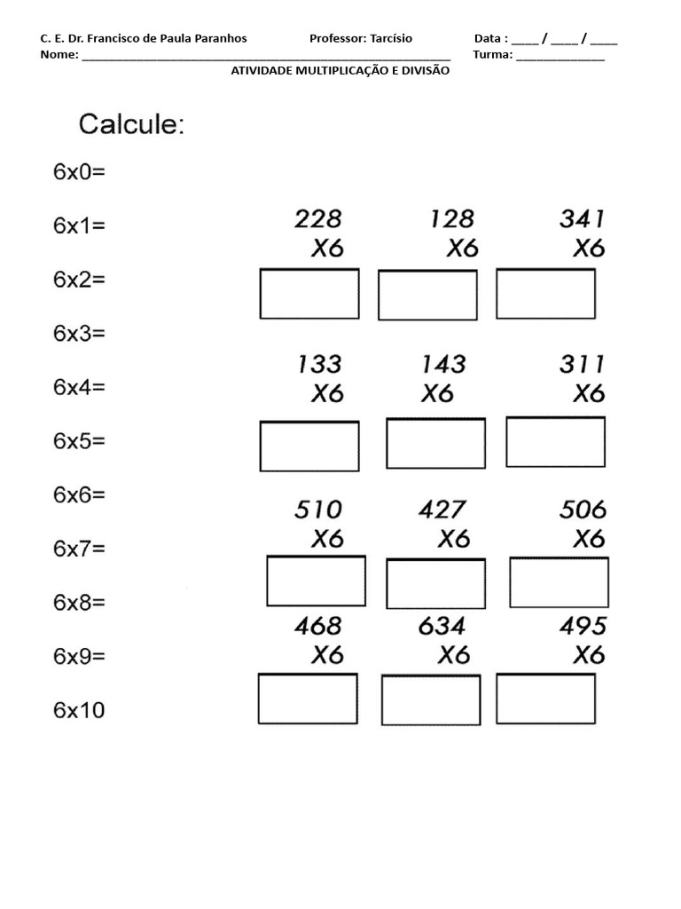 Atividades Adaptadas de Multiplicação e Divisão | PDF