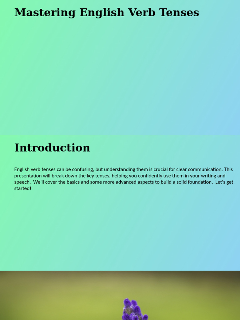English Verb Tenses Presentation | PDF | Grammatical Tense | Linguistic ...