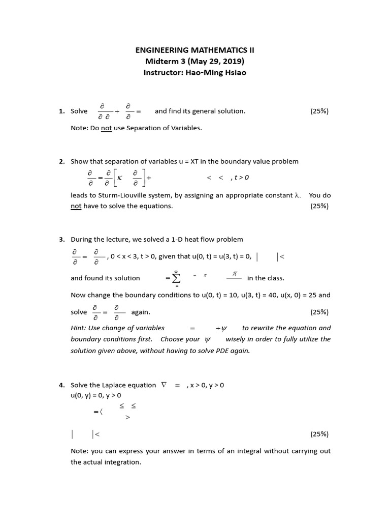 Engineering Math 2 Midterm 3 052919 | PDF
