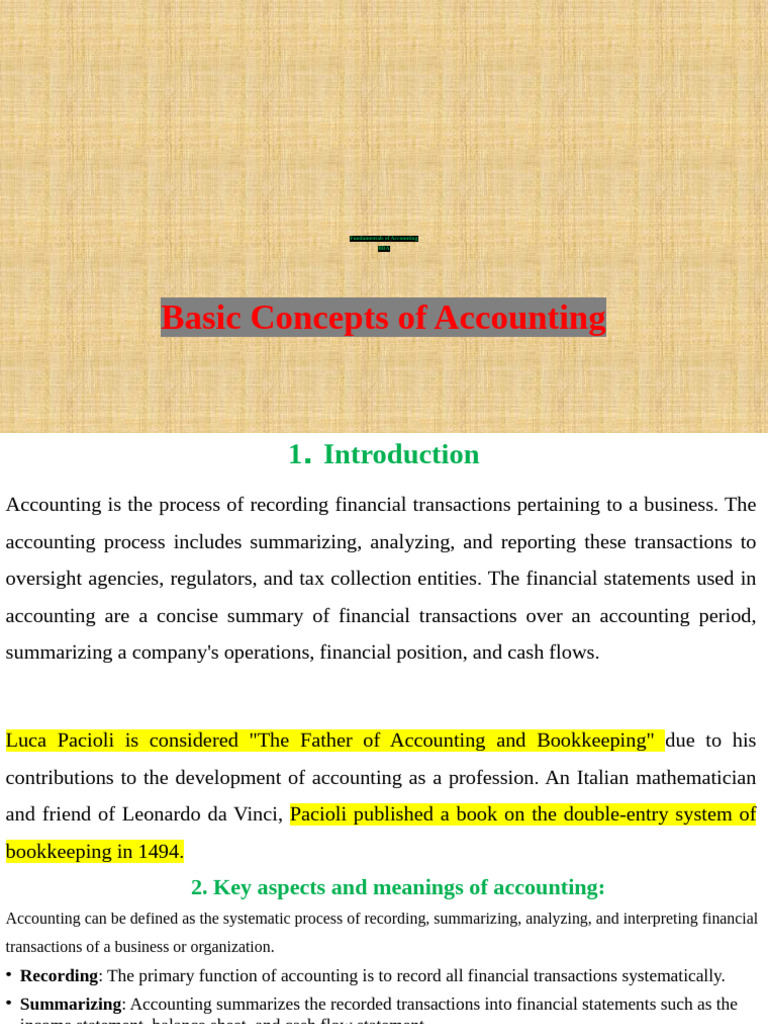Chapter 1 Fundamentals of Accounting | PDF | Accounting | Income