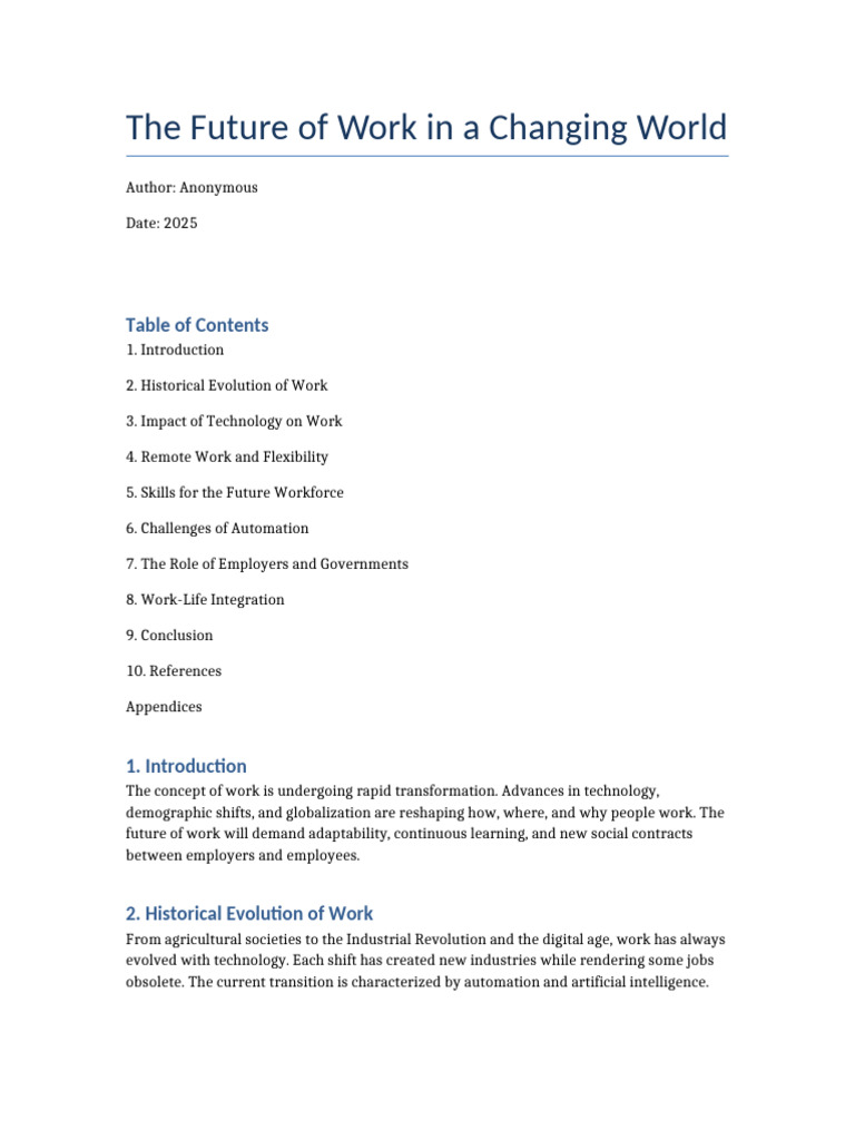 The Future of Work in A Changing World FULL | PDF | Employment | Automation