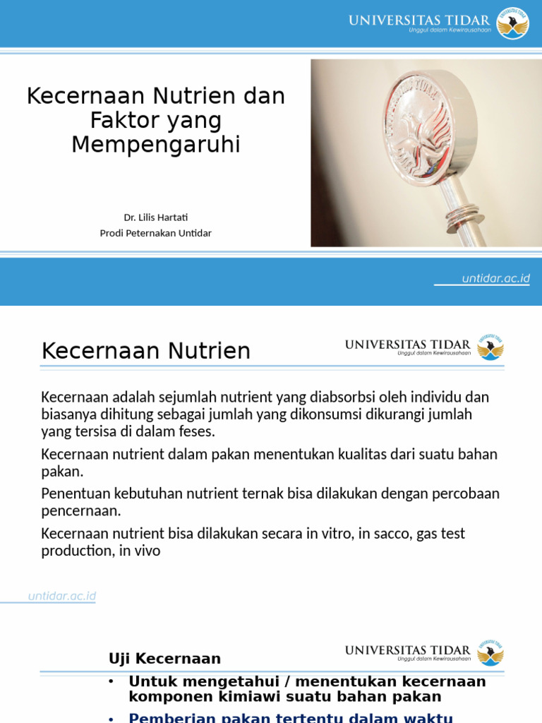 Minggu 13. Kecernaan Nutrien Dan Faktor Yang Mempengaruhi | PDF