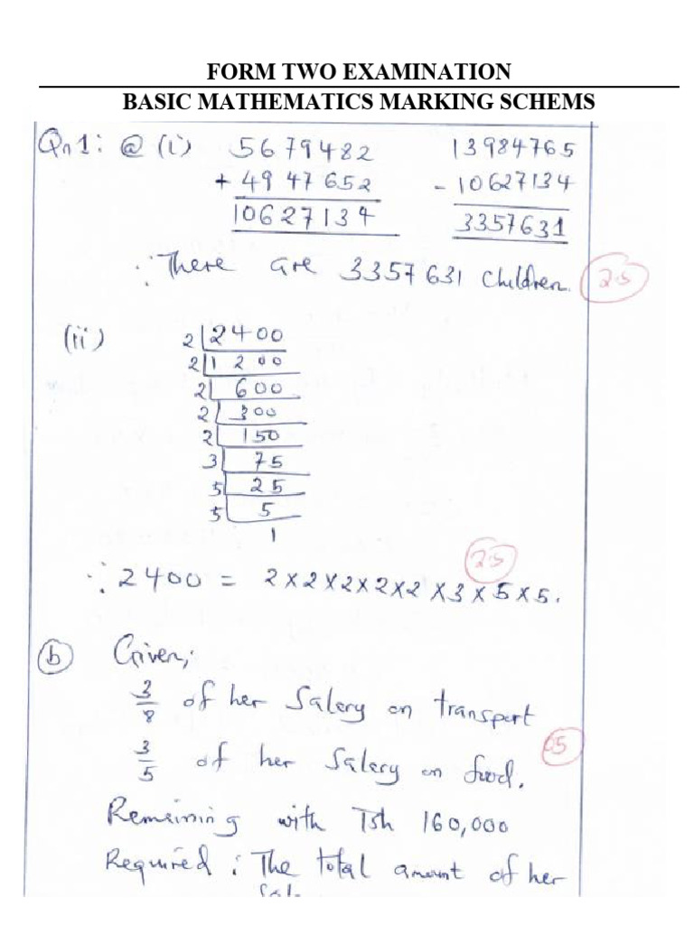 f2 Basic Mathematics Ms | PDF