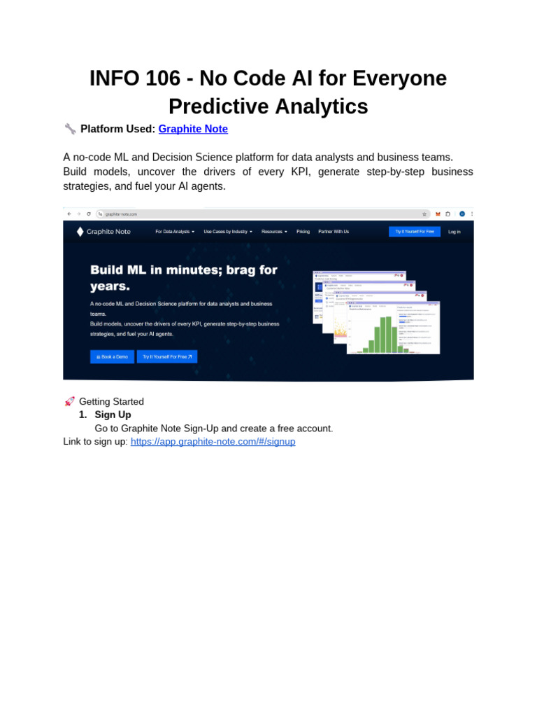 INFO 106 - No - Code AI For Everyone Predictive Analytics | PDF