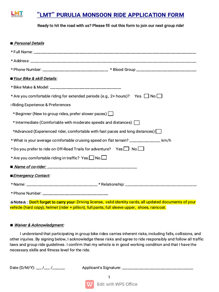 LMT Form 1 | PDF