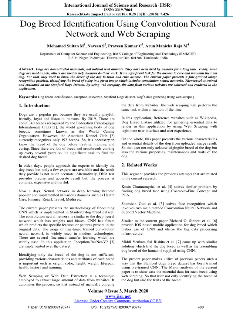 Dog Breed Identification Using Convoluti | PDF | Deep Learning | Data