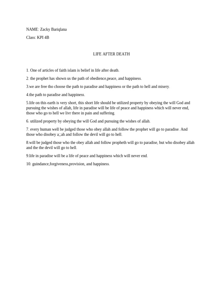 Islamic Beliefs on Life After Death | PDF