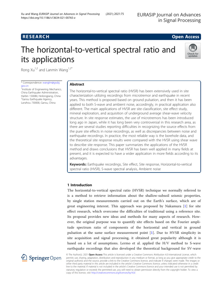 HVSR Method and Its Applications | PDF | Spectral Density | Seismology
