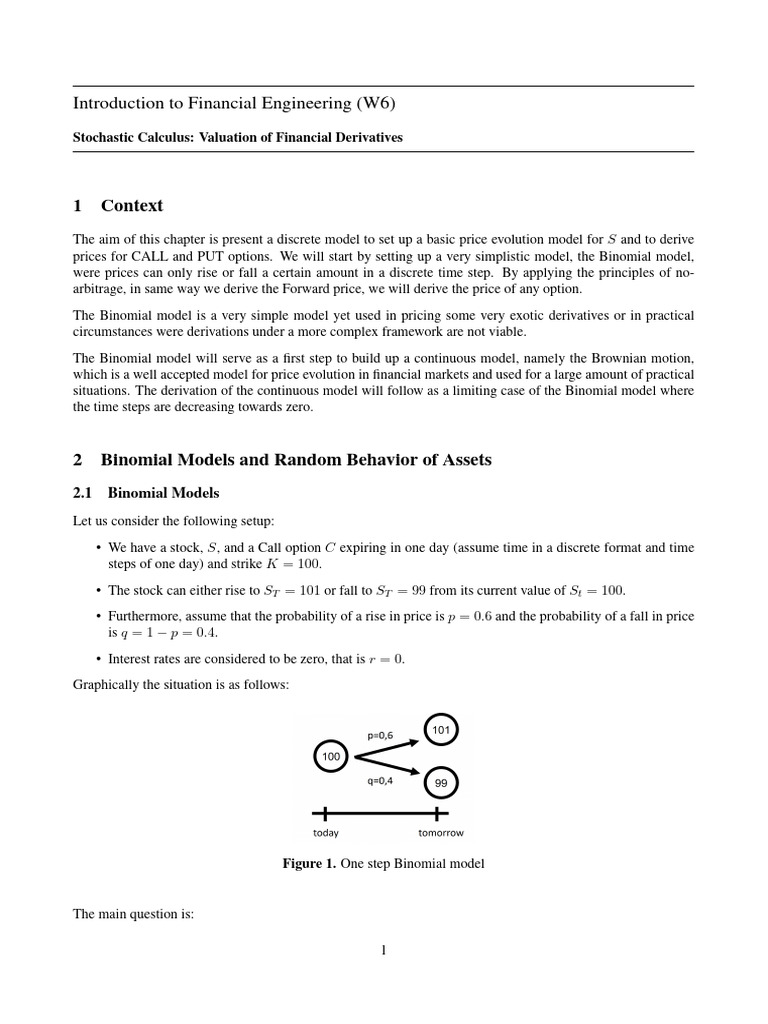 Binomial Model for Option Pricing | PDF | Option (Finance) | Hedge ...