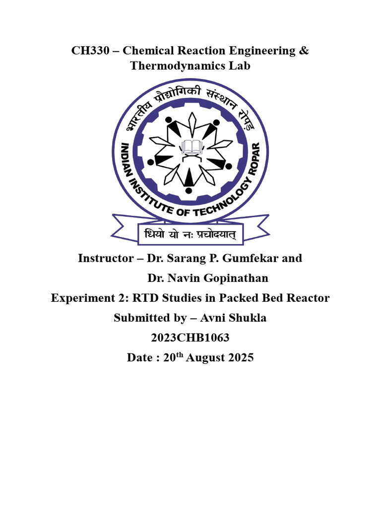 RTD Analysis in Packed Bed Reactor | PDF | Chemical Engineering | Chemistry