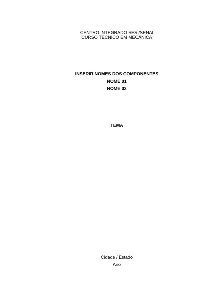 Projeto Integrador em Mecânica SESI/SENAI | PDF | Abstract (resumo)