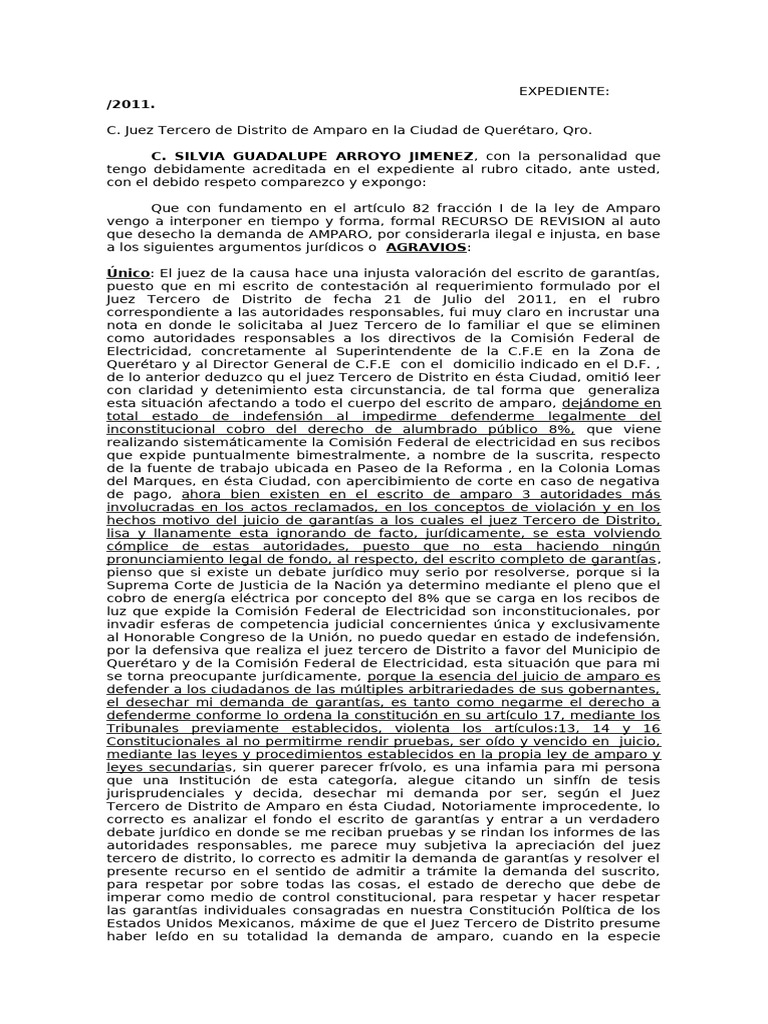 Recurso de Revisión en Amparo 2011 | PDF | Caso de ley | Juez