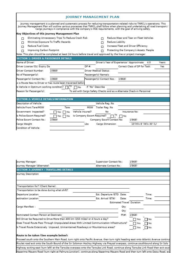 Journey Management Plan for Fleet Safety | PDF | Driving | Road