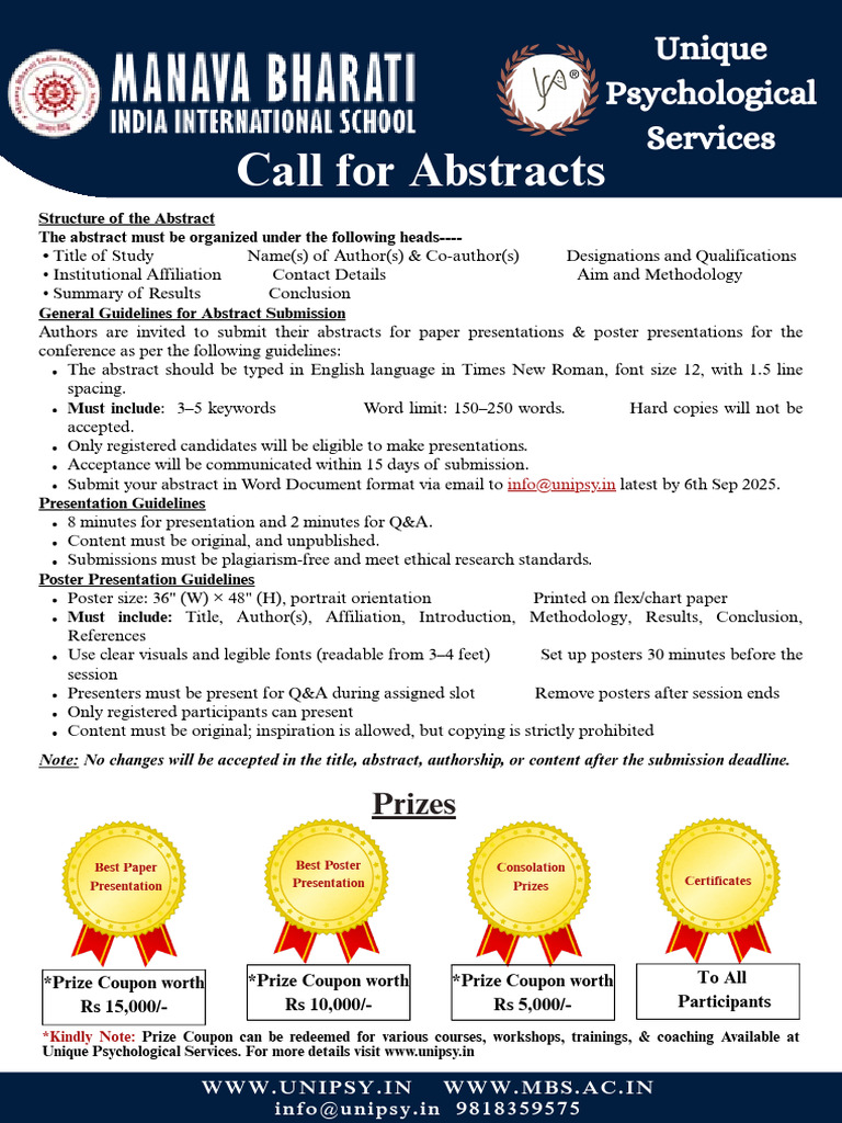 Call for Abstracts: Unique Psychological Services | PDF | Abstract ...