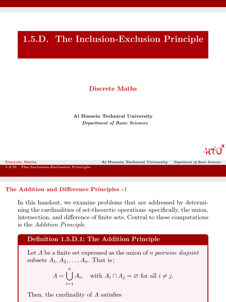 Inclusion-Exclusion Principle Explained | PDF | Discrete Mathematics ...