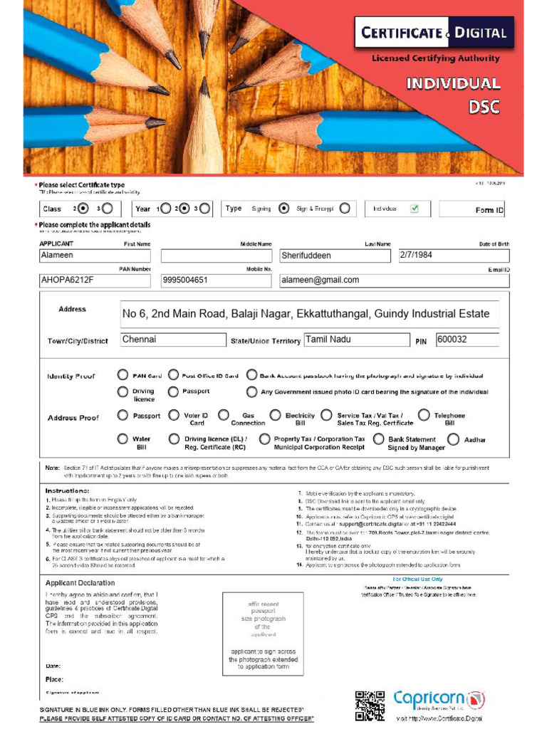 A. 01) DSC Application DP 1 | PDF