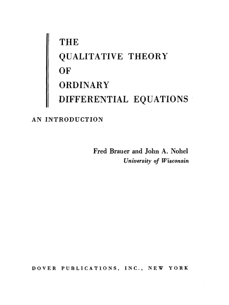 Qualitative Theory of Ordinary Differential Equations | PDF