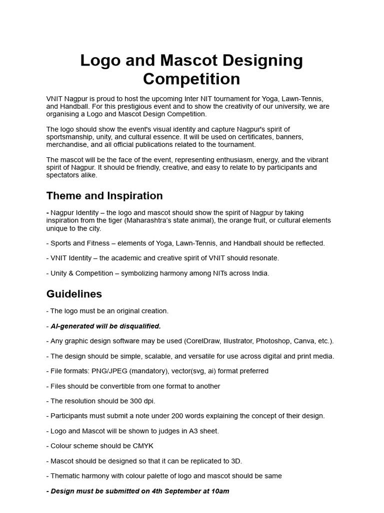 VNIT Logo and Mascot Design Contest | PDF | Logos | Communication Design
