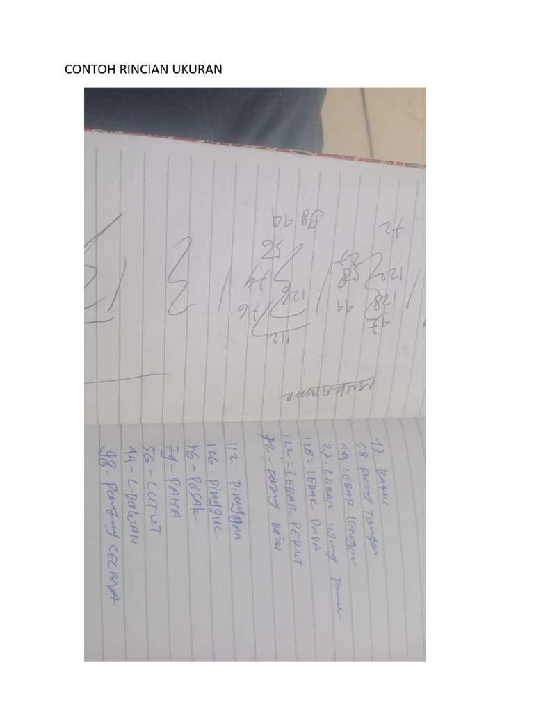 Contoh Rincian Ukuran | PDF
