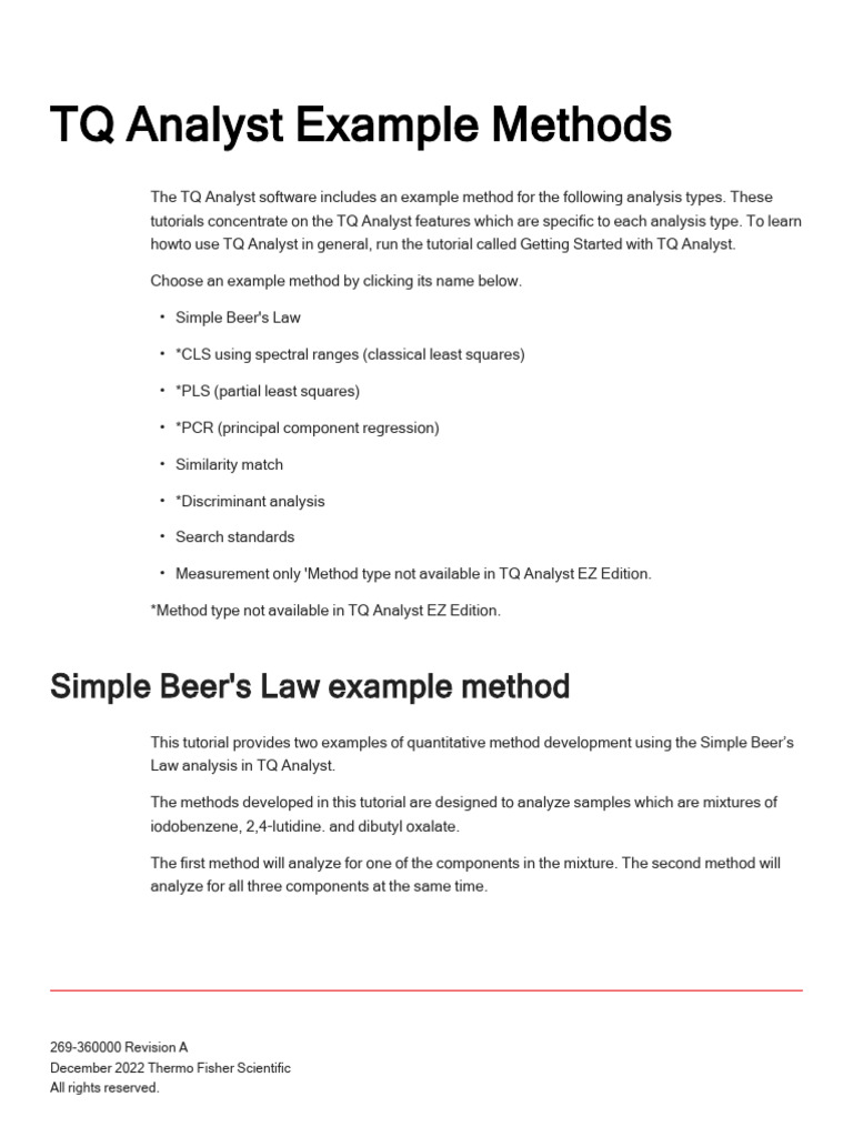 TQ Analyst: Simple Beer's Law Guide | PDF | Absorbance | Absorption ...