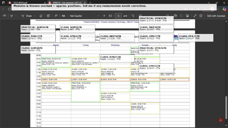 Study Timetable Overlay With Modules | PDF