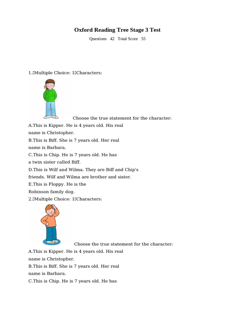 Oxford Reading Tree Stage 3 Assessment | PDF